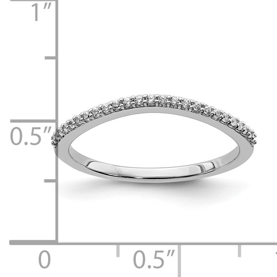 14k White Gold 1/8 carat Diamond Contoured Complete Wedding Band