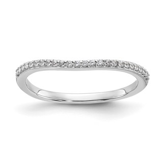 14k White Gold 1/8 carat Diamond Contoured Complete Wedding Band