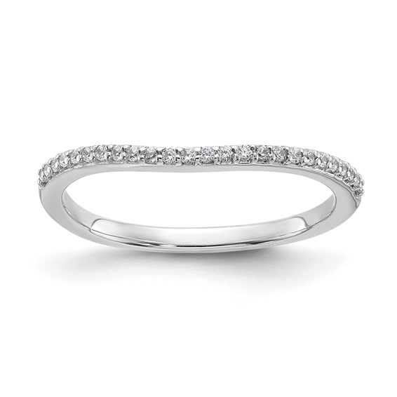 14k White Gold 1/8 carat Diamond Contoured Complete Wedding Band