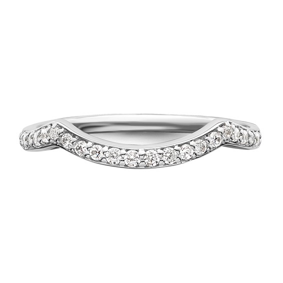 14k White Gold 1/5 carat Diamond Contoured Complete Wedding Band