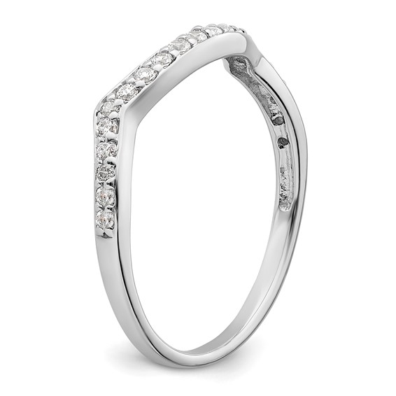 14k White Gold 1/5 carat Diamond Contoured Complete Wedding Band