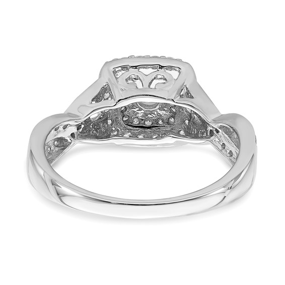 14k White Gold Double Halo (Holds 1/4 carat (4.1mm) Round Center) 1/2 carat Diamond Semi-mount Engagement Ring