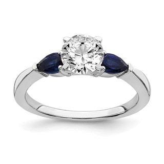 14k White Gold Sapphire Semi-mount Engagement Ring