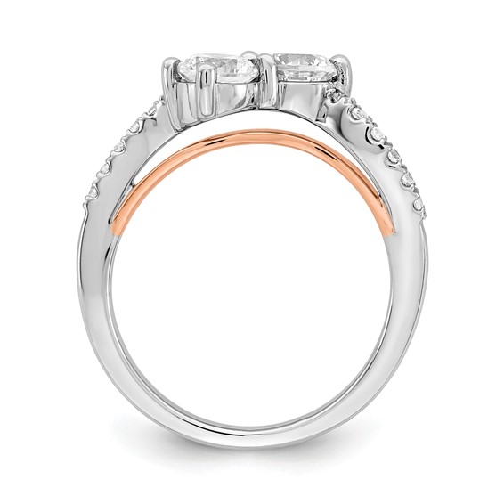 14k White Gold Semi-mount Two-stone Diamond Engagement Ring