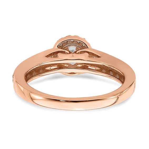 14k Rose Gold Halo Plus (Holds 1/3 carat (4.5mm) Round Center) 3/8 carat Diamond Semi-mount Engagement Ring