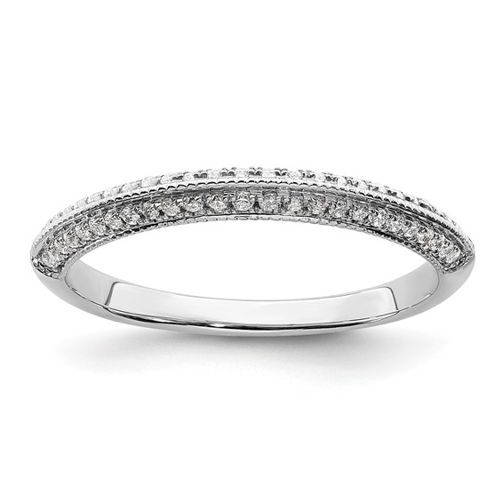 14K White Gold 1/5 carat Diamond Complete Wedding Band