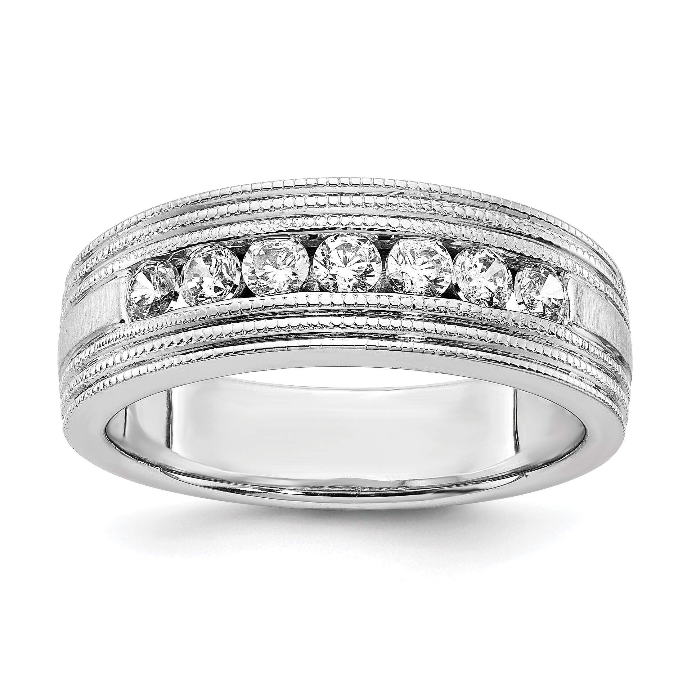 IBGoodman 14k White Gold 5/8 carat Lab Grown Diamond VS/SI+ G+ Seven Stone Complete Men's Ring (RM6510-062-WLG)