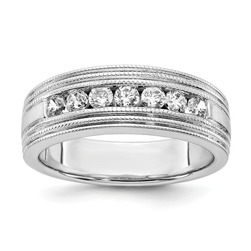 IBGoodman 14K White Gold 0.62 Carat Lab Grown Diamond VS SI+ G+ Seven Stone Complete Men's Ring
