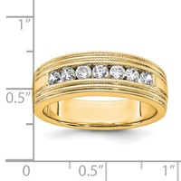 IBGoodman 14K Yellow Gold 0.62 Carat Lab Grown Diamond VS SI+ G+ Seven Stone Complete Men's Ring view 4