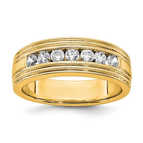 IBGoodman 14K Yellow Gold 0.62 Carat Lab Grown Diamond VS SI+ G+ Seven Stone Complete Men's Ring