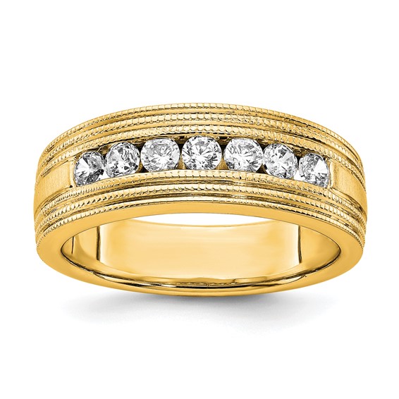 14k YG  Polish & Satin Mens Ring Mounting Only