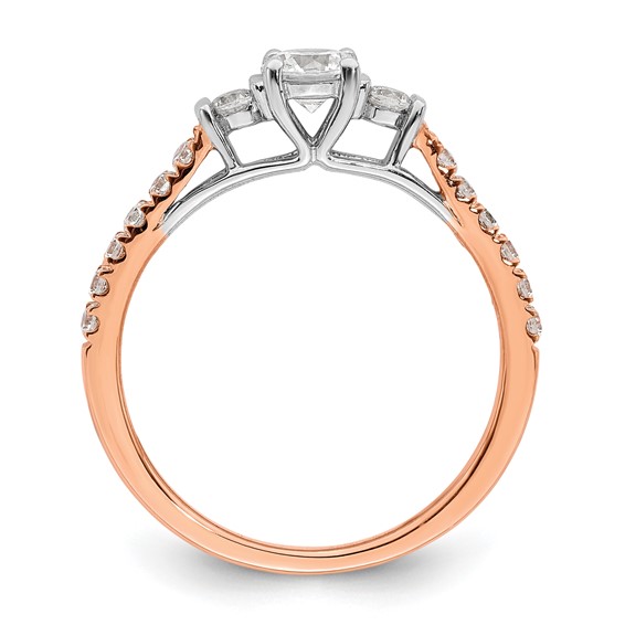 14k Rose Gold 3/4 carat Lab Grown Diamond VS/SI+ G+ Complete Petite Engagement Ring