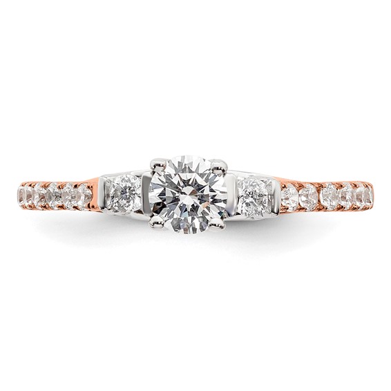 14k Rose Gold 3/4 carat Lab Grown Diamond VS/SI+ G+ Complete Petite Engagement Ring