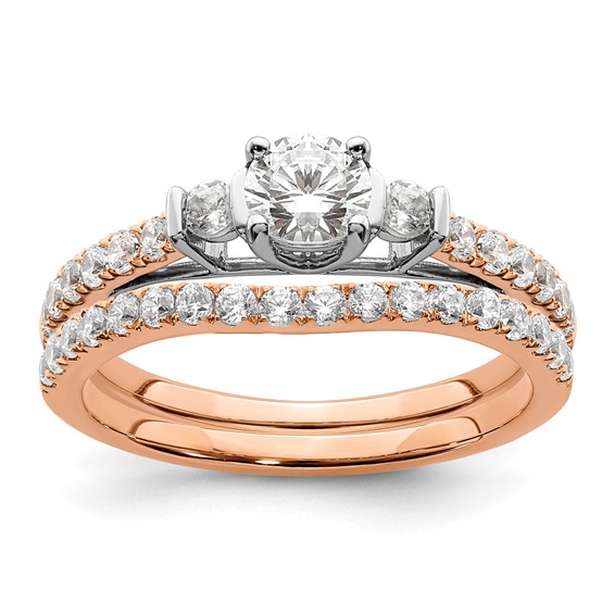 14k Rose Gold 3/4 carat Lab Grown Diamond VS/SI+ G+ Complete Petite Engagement Ring