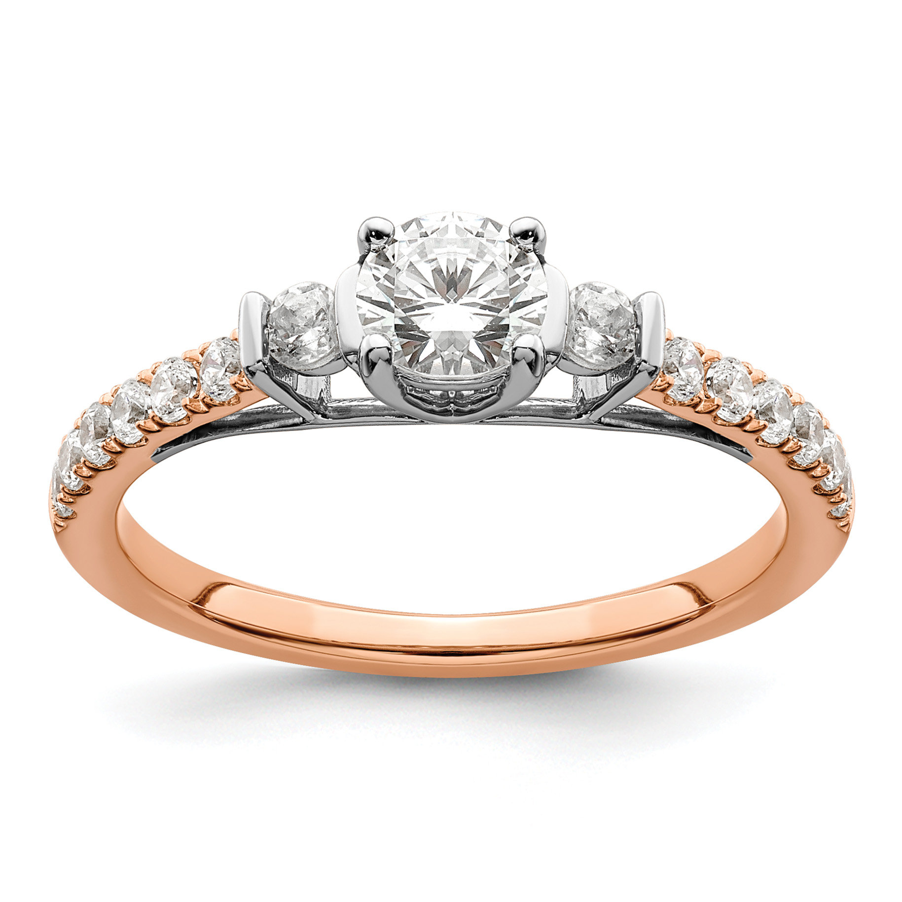 10k Rose Gold 3/4 carat Lab Grown Diamond VS/SI+ G+ Complete Petite Engagement Ring (RM6515E-038-C0RLG)