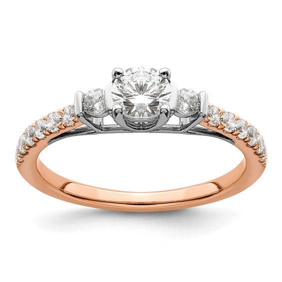 14k Rose Gold 3/4 carat Lab Grown Diamond VS/SI+ G+ Complete Petite Engagement Ring