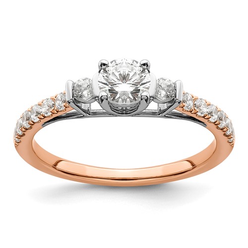 10K Rose Gold 0.75 Carat Lab Grown Diamond VS SI+ G+ Complete Petite Engagement Ring