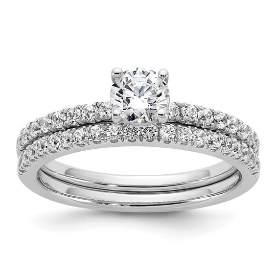 14k White Gold Semi-mount Diamond Round Center Engagement Ring
