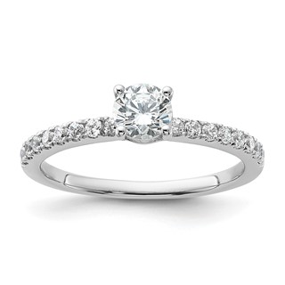 14k White Gold Semi-mount Diamond Round Center Engagement Ring