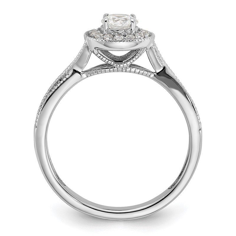14k White Gold 1/2 carat Lab Grown Diamond VS/SI+ G+ Round Complete Halo Engagement Ring
