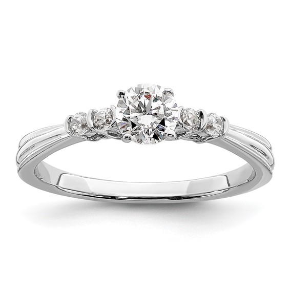 10k White Gold 1/2 carat Lab Grown Diamond VS/SI+ G+ Complete Petite Engagement Ring
