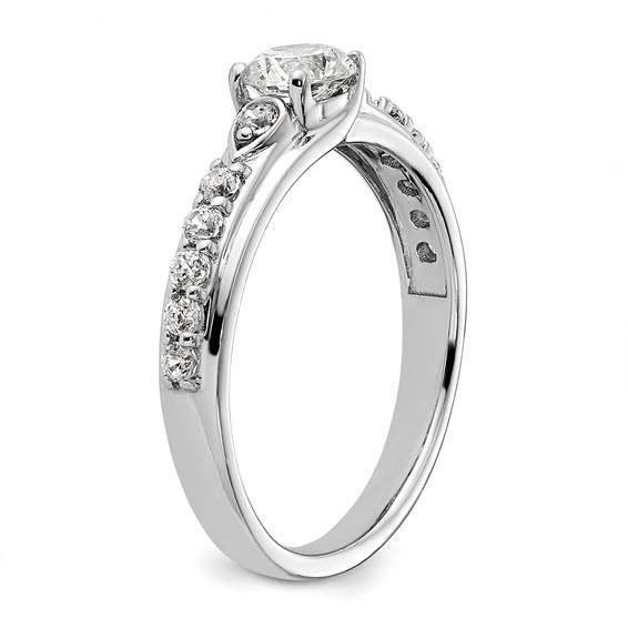 10k White Gold 3/4 carat Lab Grown Diamond VS/SI+ G+ Complete Petite Engagement Ring