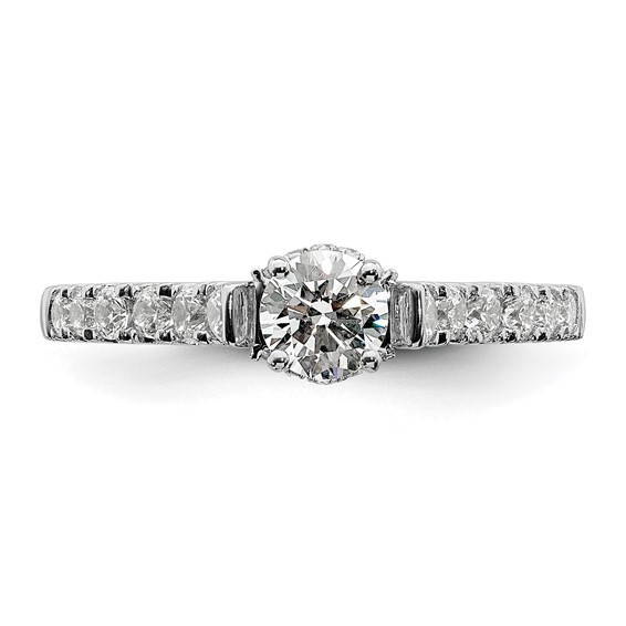 14k White Gold 7/8 carat Lab Grown Diamond VS/SI+ G+ Complete Petite Engagement Ring