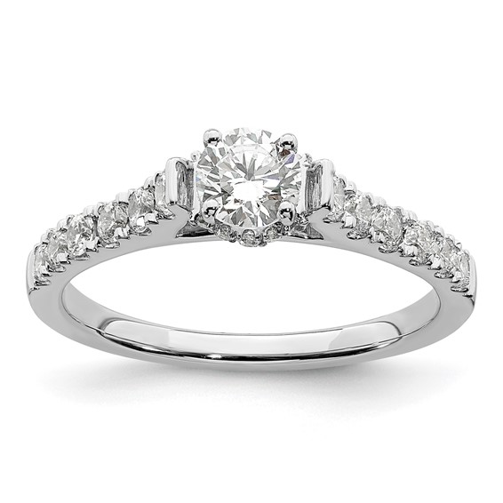 14k White Gold 7/8 carat Lab Grown Diamond VS/SI+ G+ Complete Petite Engagement Ring