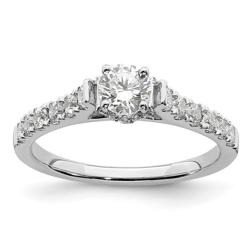 14K White Gold 0.88 Carat Lab Grown Diamond VS SI+ G+ Complete Petite Engagement Ring