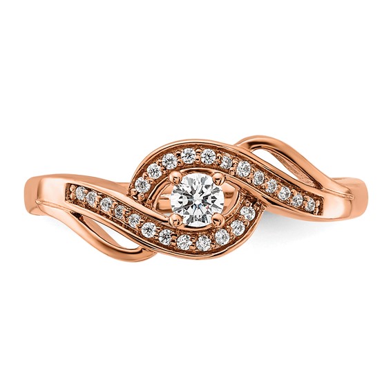 14k Rose Gold 1/5 carat Lab Grown Diamond VS/SI+ G+ Complete Petite Engagement Ring