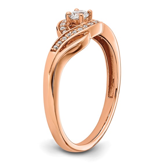 14k Rose Gold 1/5 carat Lab Grown Diamond VS/SI+ G+ Complete Petite Engagement Ring