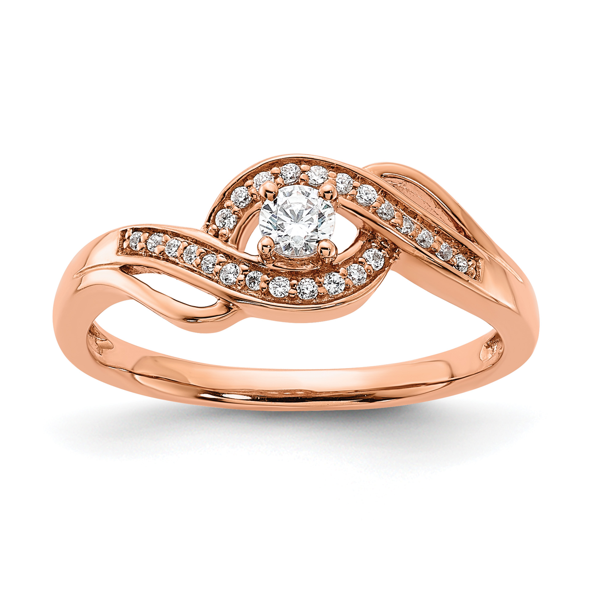14k Rose Gold 1/5 carat Lab Grown Diamond VS/SI+ G+ Complete Petite Engagement Ring (RM6570E-012-RLG)