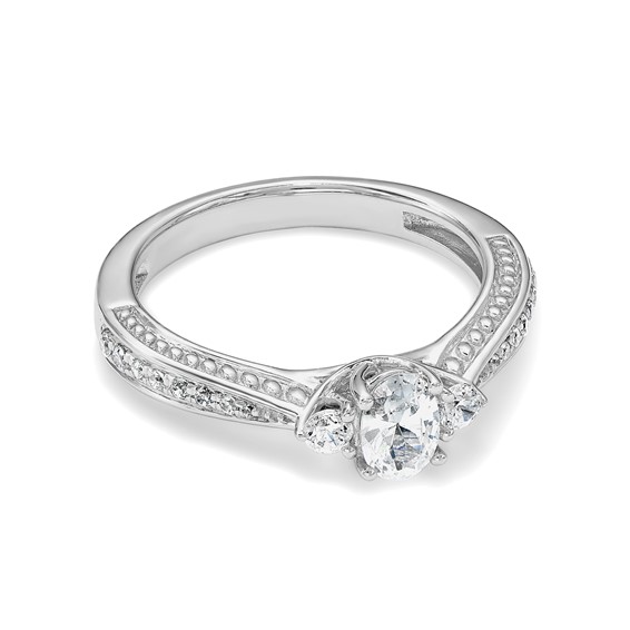 14k White Gold Three Stone Semi-Mount Including 2-2.4mm Side Stones Engagement Ring