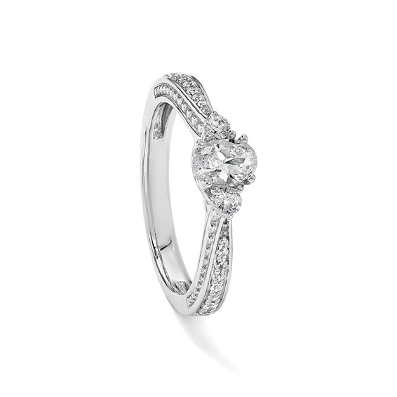 14k White Gold Three Stone Semi-Mount Including 2-2.4mm Side Stones Engagement Ring