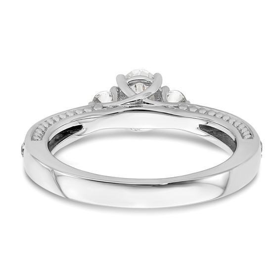 14k White Gold Three Stone Semi-Mount Including 2-2.4mm Side Stones Engagement Ring