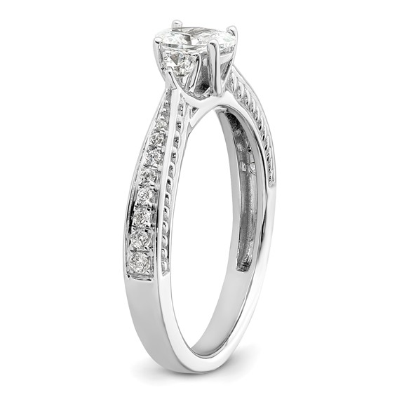 14k White Gold Three Stone Semi-Mount Including 2-2.4mm Side Stones Engagement Ring
