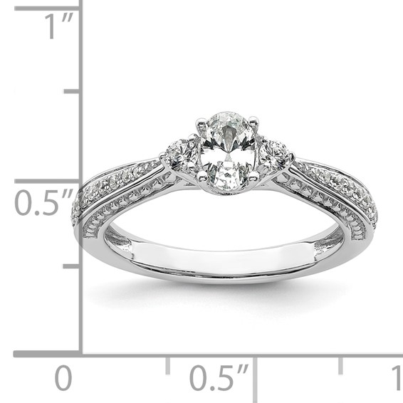 14k White Gold Three Stone Semi-Mount Including 2-2.4mm Side Stones Engagement Ring