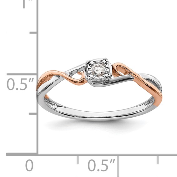 First Promise 14k White and Rose Gold Criss-Cross 1/20 carat Round Diamond Complete Promise/Engagement Ring