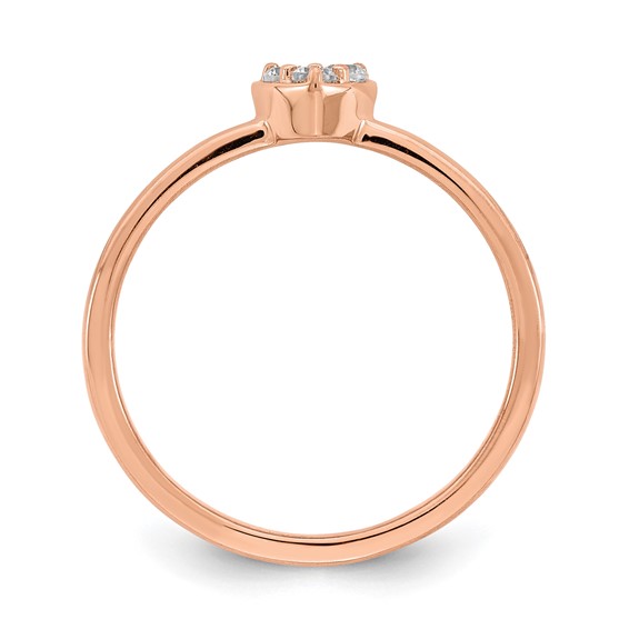 First Promise 14k Rose Gold Heart 1/8 carat Round Diamond Complete Promise/Engagement Ring