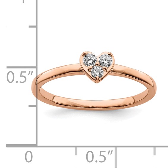 First Promise 14k Rose Gold Heart 1/8 carat Round Diamond Complete Promise/Engagement Ring