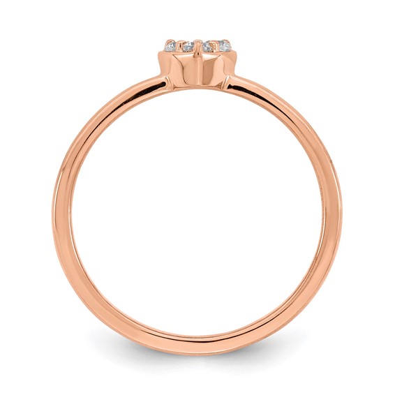 Sterling Silver w/Rose PlateSterling Silver CZ Heart Ring