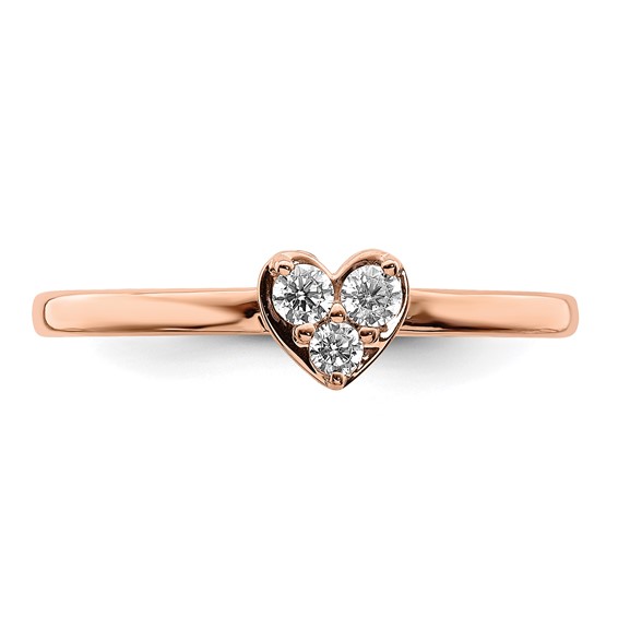 Sterling Silver w/Rose PlateSterling Silver CZ Heart Ring