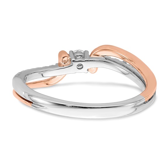 First Promise 14k White and Rose Gold Bypass 1/5 carat Round Diamond Complete Promise/Engagement Ring