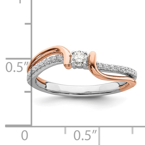 First Promise 14k White and Rose Gold Bypass 1/5 carat Round Diamond Complete Promise/Engagement Ring