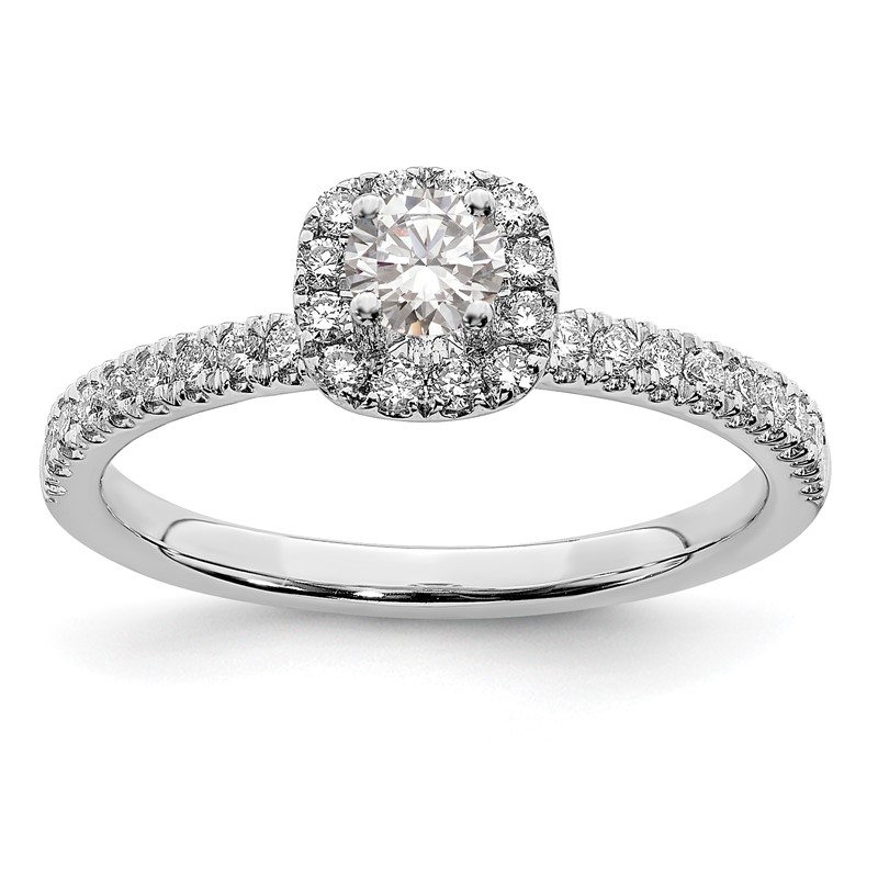 14K White Gold Eternal Promise Lab Grown VS/SI+ G+ Dia Halo Complete Ring