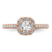 14K Rose Gold 0.75 Carat Lab Grown Diamond VS SI+ G+ Complete Round Halo Engagement Ring view 4