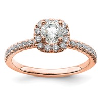 14K Rose Gold 0.75 Carat Lab Grown Diamond VS SI+ G+ Complete Round Halo Engagement Ring view 1
