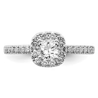 14K White Gold 0.75 Carat Lab Grown Diamond VS SI+ G+ Complete Round Halo Engagement Ring view 4