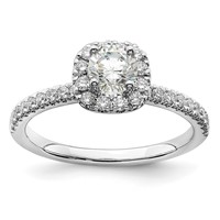 14K White Gold 0.75 Carat Lab Grown Diamond VS SI+ G+ Complete Round Halo Engagement Ring view 1
