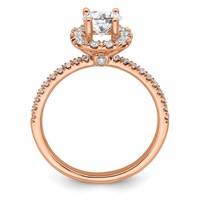 14K Rose Gold 1 Carat Lab Grown Diamond VS SI+ G+ Complete Round Halo Engagement Ring view 2